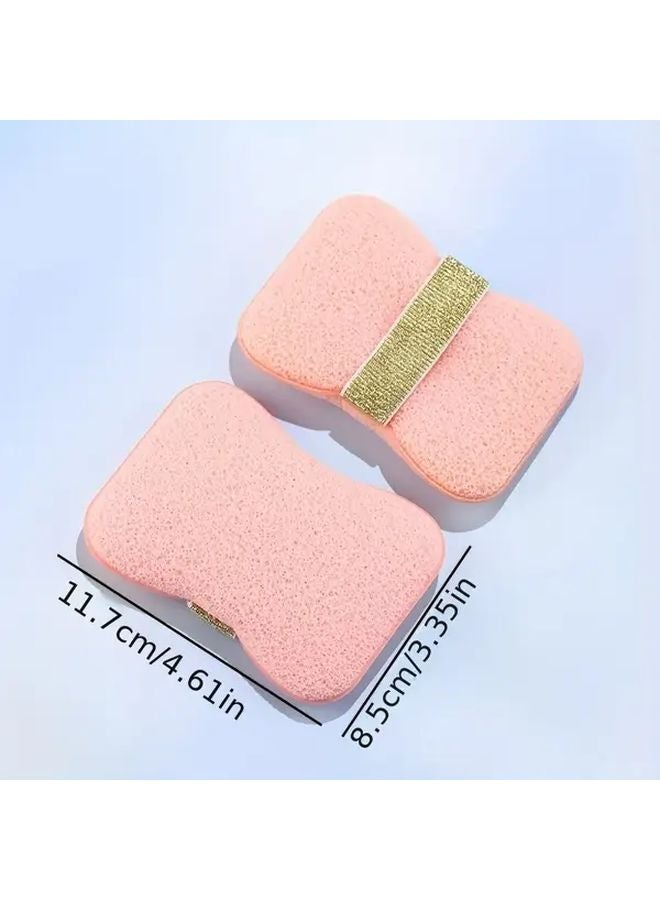 2pcs Pink Elastic Soap Holder With Loofah Bath Sponge Adjustable Hanging Rope - Image 5